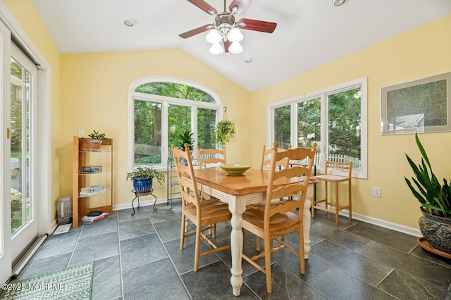 2 Derby Ln, East Brunswick, NJ 08816 - dining space featuring lofted ceiling and ceiling fan