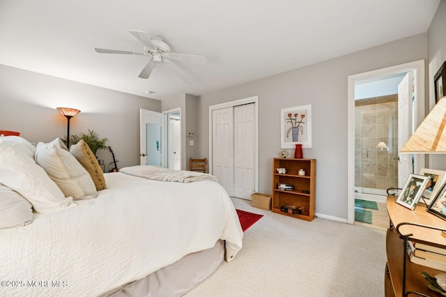 2 Derby Ln, East Brunswick, NJ 08816 - bedroom featuring a closet, carpet floors, ensuite bath, and ceiling fan