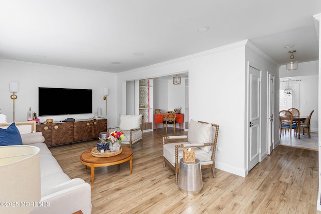 401 Jefferson Dr, East Windsor, NJ 08520 - living room featuring light wood-style floors and crown molding