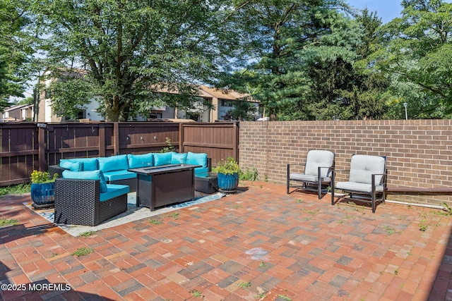 401 Jefferson Dr, East Windsor, NJ 08520 - fenced backyard with an outdoor living space and a patio