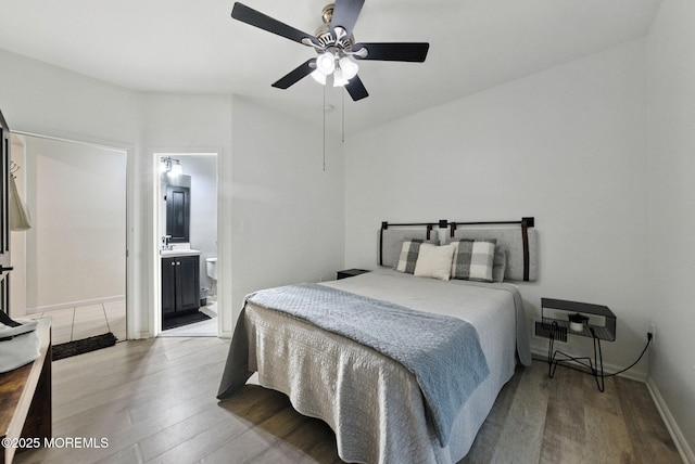 8 Shadowbrook Dr, Colts Neck, NJ 07722 - bedroom featuring wood finished floors, ceiling fan, and connected bathroom