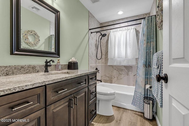18 Laurel Crest Dr, Howell, NJ 07731 - bathroom featuring vanity, shower / bathtub combination with curtain, and wood finished floors