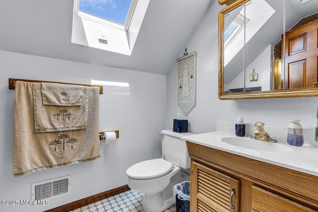 18 Laurel Crest Dr, Howell, NJ 07731 - bathroom with a skylight, vaulted ceiling, vanity, and tile patterned floors