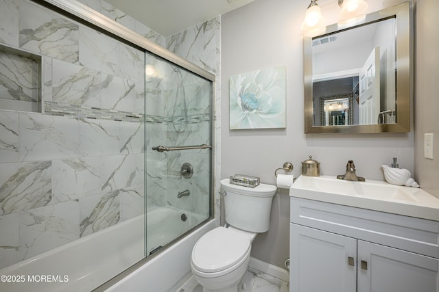 17 Linton Close Close Unit 1000, Freehold, NJ 07728 - full bath with vanity, bath / shower combo with glass door, and marble finish flooring