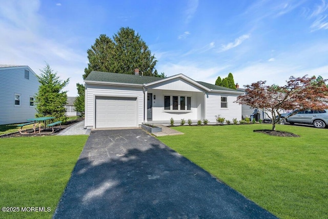 6 Fairfield Rd, Toms River, NJ 08757 - single story home featuring a garage, asphalt driveway, a chimney, and a front yard