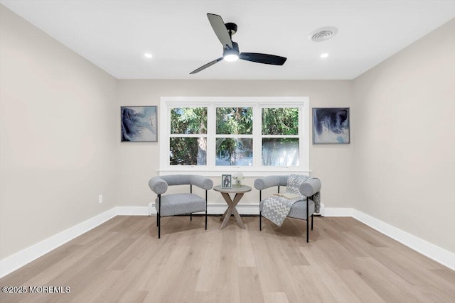 6 Fairfield Rd, Toms River, NJ 08757 - living area featuring light wood finished floors, ceiling fan, and recessed lighting