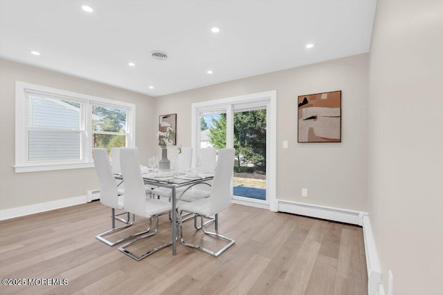 6 Fairfield Rd, Toms River, NJ 08757 - dining space featuring a baseboard radiator, light wood-style flooring, and recessed lighting