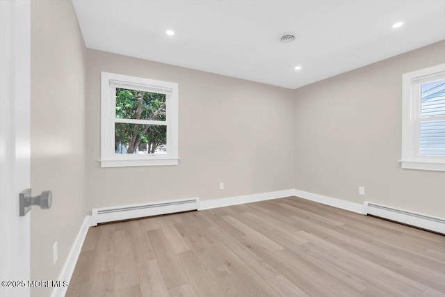 6 Fairfield Rd, Toms River, NJ 08757 - empty room with a baseboard radiator, light wood-style flooring, and recessed lighting