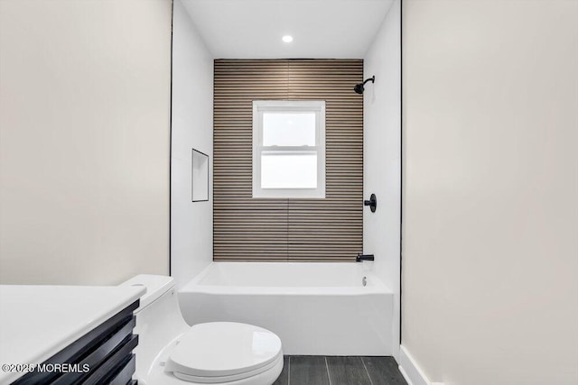 6 Fairfield Rd, Toms River, NJ 08757 - full bath with shower / tub combination, vanity, wood finished floors, and recessed lighting