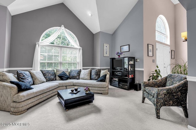 32 Tilton Rd, Brick, NJ 08723 - carpeted living area with high vaulted ceiling and plenty of natural light