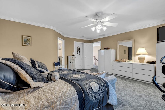 32 Tilton Rd, Brick, NJ 08723 - bedroom featuring carpet floors, crown molding, and ceiling fan