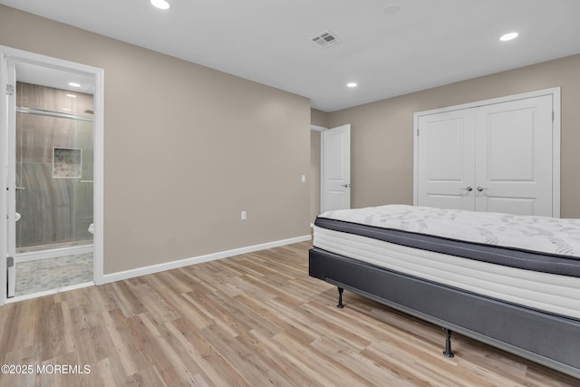 171 Biabou Dr, Toms River, NJ 08757 - bedroom featuring light wood-style flooring, recessed lighting, a closet, and ensuite bathroom