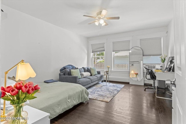 1015 Mattison Ave, Asbury Park, NJ 07712 - bedroom with a desk, wood finished floors, and ceiling fan
