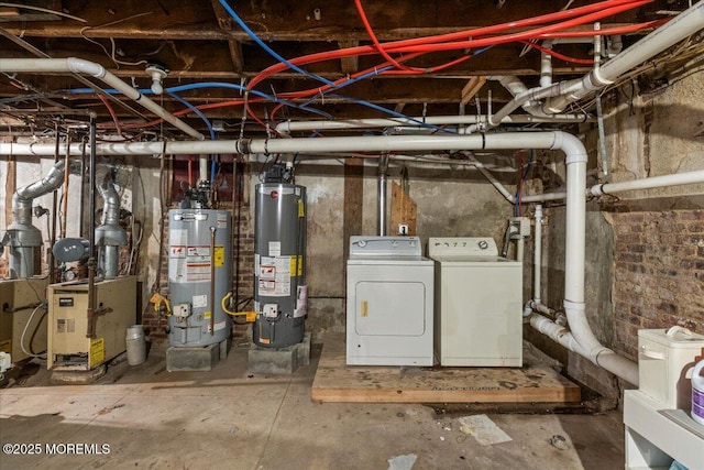 1015 Mattison Ave, Asbury Park, NJ 07712 - unfinished below grade area with water heater, washing machine and clothes dryer, and a heating unit