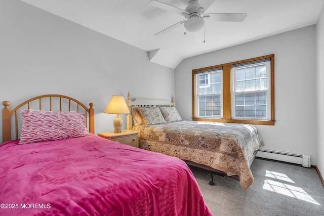 2400 Ocean Front, Lavallette, NJ 08735 - bedroom with a baseboard radiator, carpet floors, and ceiling fan