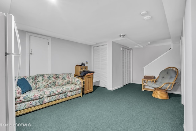 2400 Ocean Front, Lavallette, NJ 08735 - carpeted living area featuring baseboards