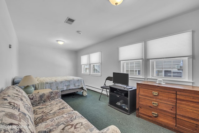 2400 Ocean Front, Lavallette, NJ 08735 - bedroom featuring a baseboard heating unit and carpet