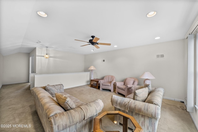 14 Barton Creek Rd, Jackson, NJ 08527 - living room with light colored carpet, recessed lighting, and a ceiling fan