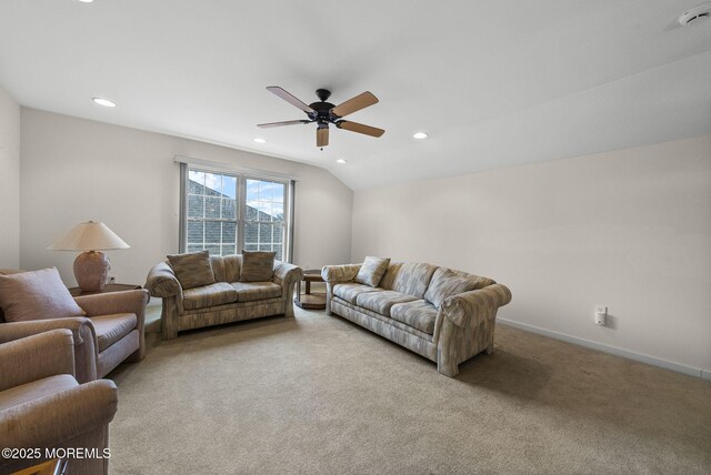 14 Barton Creek Rd, Jackson, NJ 08527 - living area featuring a ceiling fan, carpet floors, recessed lighting, and lofted ceiling