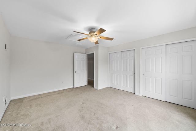 14 Barton Creek Rd, Jackson, NJ 08527 - unfurnished bedroom featuring two closets, carpet, and a ceiling fan