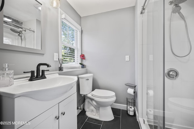 41 Alan Ter, Howell, NJ 07731 - bathroom with a shower stall, vanity, and tile patterned floors