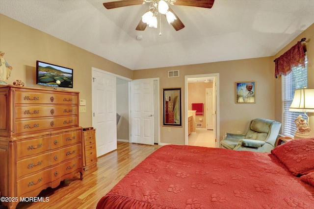 6 Thatcher Ct, Jackson, NJ 08527 - bedroom featuring light wood-style floors, a ceiling fan, and connected bathroom