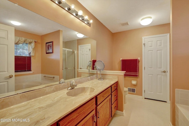 6 Thatcher Ct, Jackson, NJ 08527 - bathroom featuring vanity, a stall shower, and a garden tub