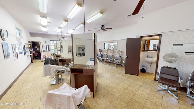 574 Main St, Sayreville, NJ 08872 - office area with light tile patterned floors and a ceiling fan