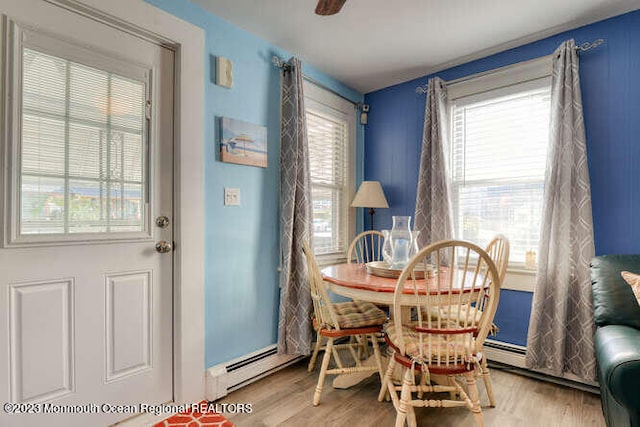 63 Asbury Ave, Ocean Grove, NJ 07756 - dining space with baseboard heating and wood finished floors
