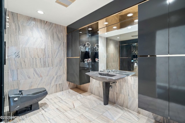 7 Jayhawk Way, Holmdel, NJ 07733 - bathroom featuring tile walls and recessed lighting