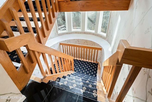 7 Jayhawk Way, Holmdel, NJ 07733 - stairs with wallpapered walls