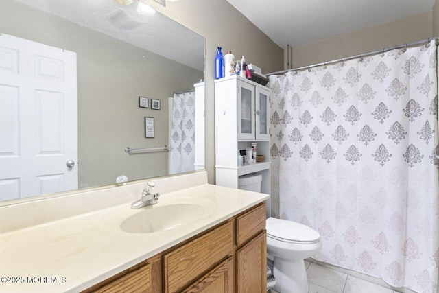 45 Letts Landing Rd, Waretown, NJ 08758 - bathroom with vanity, tile patterned flooring, and a shower with curtain