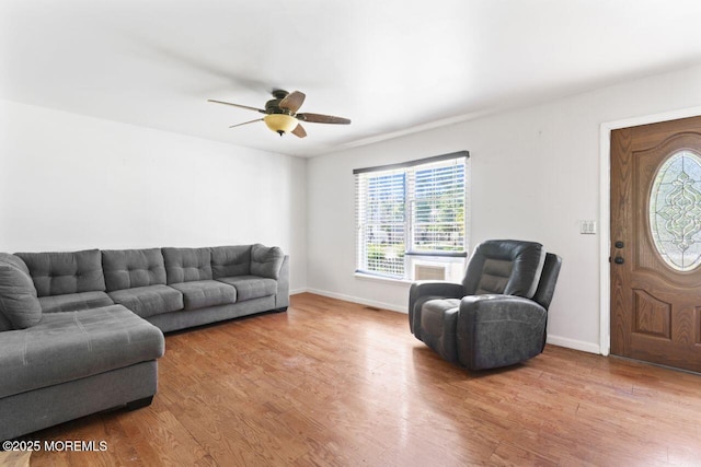 45 Letts Landing Rd, Waretown, NJ 08758 - living room with healthy amount of natural light, wood finished floors, and ceiling fan