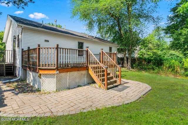 45 Letts Landing Rd, Waretown, NJ 08758 - back of house featuring a deck, a patio, a yard, and stairs