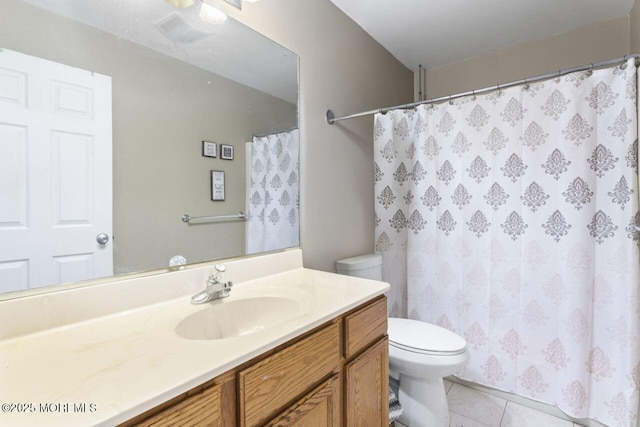45 Letts Landing Rd, Waretown, NJ 08758 - full bathroom with vanity, tile patterned floors, and curtained shower