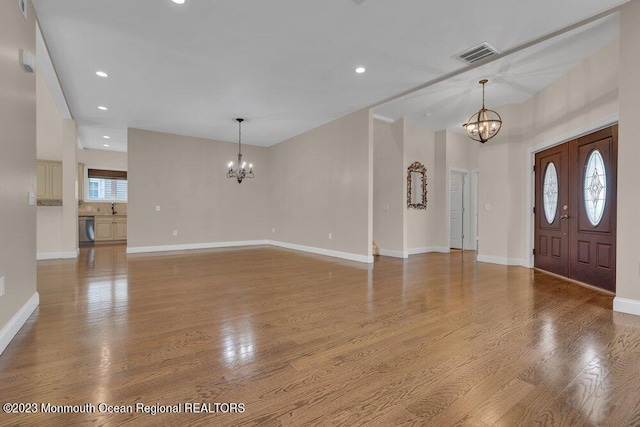 25 Merion Ln, Jackson, NJ 08527 - entryway with a chandelier, wood finished floors, and recessed lighting