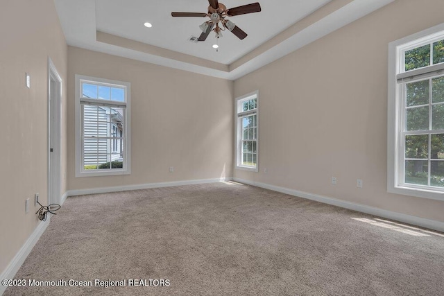 25 Merion Ln, Jackson, NJ 08527 - carpeted spare room with ceiling fan, a tray ceiling, and recessed lighting