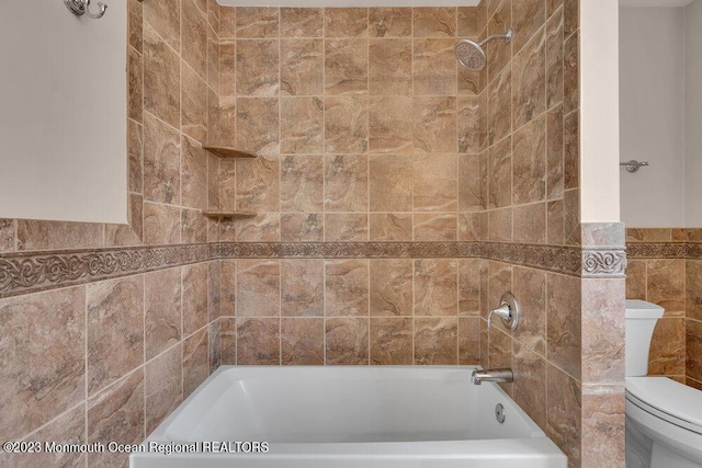 25 Merion Ln, Jackson, NJ 08527 - full bath with tile walls, washtub / shower combination, and a wainscoted wall