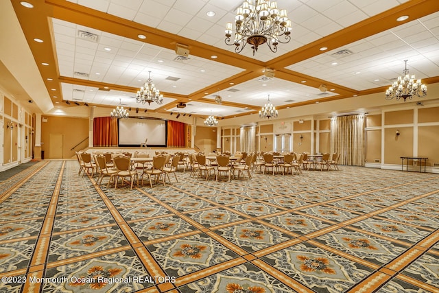 25 Merion Ln, Jackson, NJ 08527 - lobby with coffered ceiling, recessed lighting, and beam ceiling