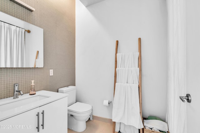 50 Dey St Unit 434, Jersey City, NJ 07306 - bathroom featuring vanity and tile walls
