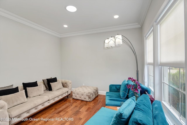 767 Hemlock Rd, Union, NJ 07083 - living area featuring crown molding, wood finished floors, and recessed lighting