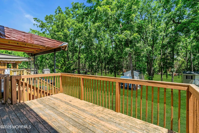 25 Rockefeller Dr, Lakewood, NJ 08701 - deck featuring a shed and a lawn