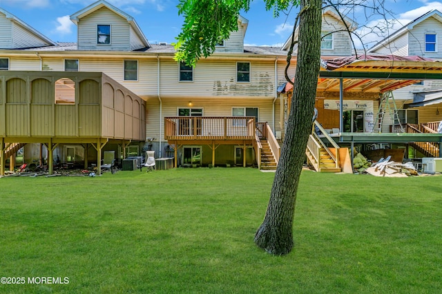 25 Rockefeller Dr, Lakewood, NJ 08701 - rear view of house featuring stairs, a yard, and a deck