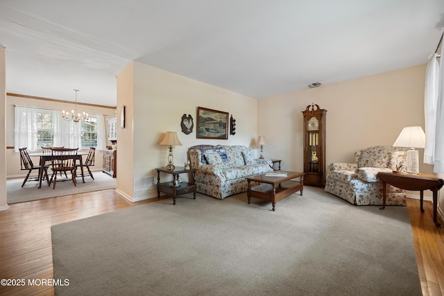 446 Steuben Ave, Forked River, NJ 08731 - living area with a chandelier and wood finished floors