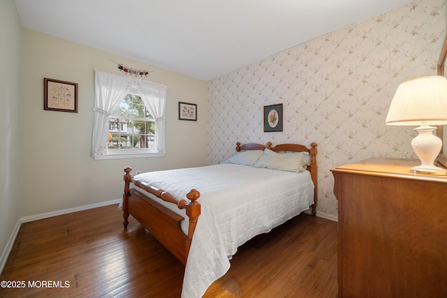 446 Steuben Ave, Forked River, NJ 08731 - bedroom with wallpapered walls, hardwood / wood-style floors, and an accent wall