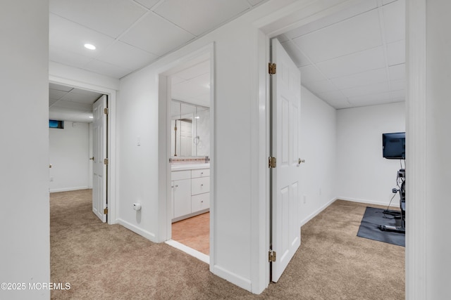 27 Darby Rd, East Brunswick, NJ 08816 - hallway with a paneled ceiling and carpet floors