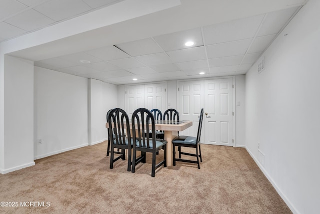 27 Darby Rd, East Brunswick, NJ 08816 - dining space featuring carpet floors, recessed lighting, and a paneled ceiling