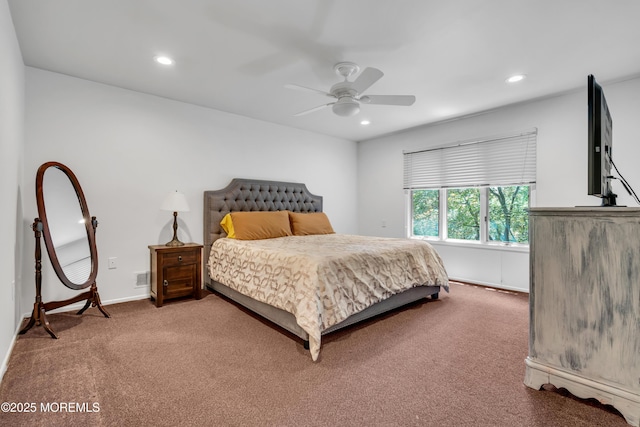 27 Darby Rd, East Brunswick, NJ 08816 - bedroom featuring light carpet, recessed lighting, and ceiling fan
