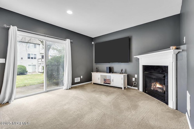 203 Muskflower Ct, Toms River, NJ 08753 - unfurnished living room with carpet and a lit fireplace