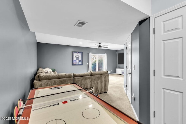 203 Muskflower Ct, Toms River, NJ 08753 - game room featuring ceiling fan and light colored carpet